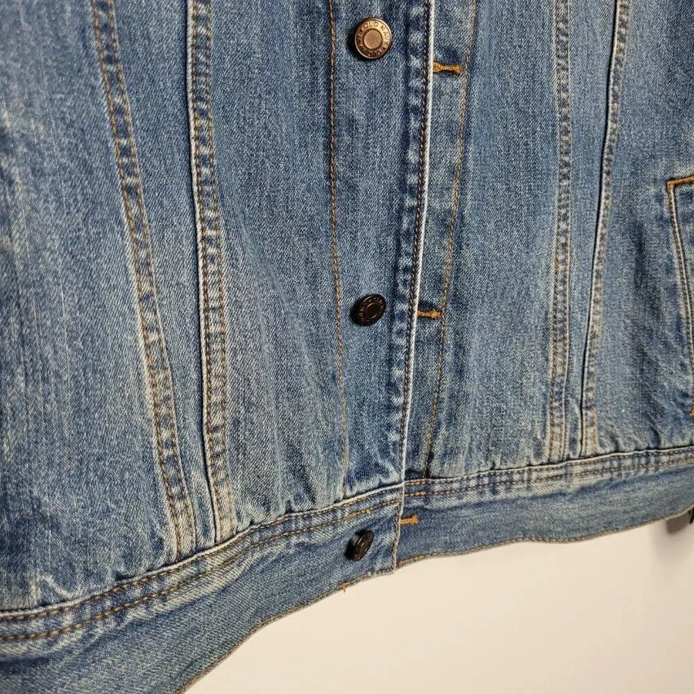 Old Navy men's sherpa lined denim button front trucker jacket size small